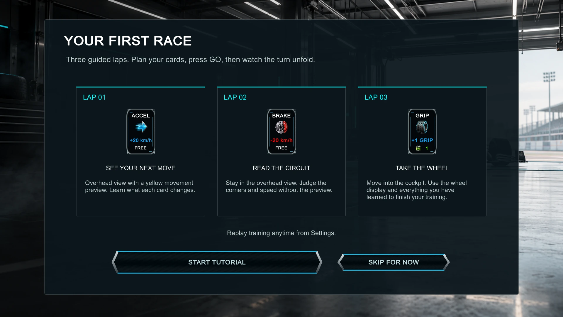 The current three-lap tutorial introduction